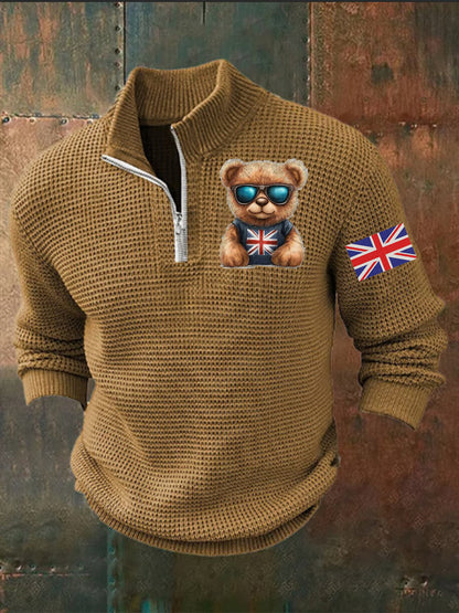 Men's Vintage England Flag Beer Printed Sweater