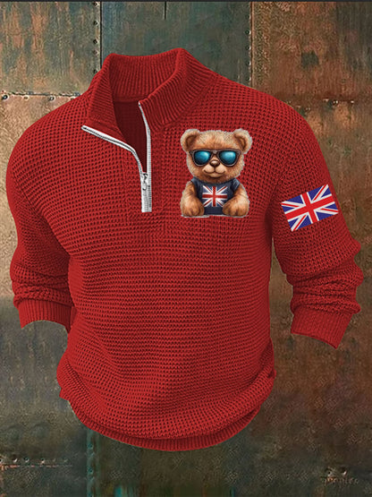 Men's Vintage England Flag Beer Printed Sweater