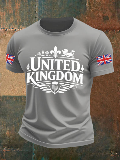 Men's Vintage England Flag Lion Printed T-shirt