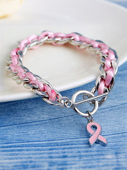 Women's Breast Cancer Pink Ribbon Bracelet