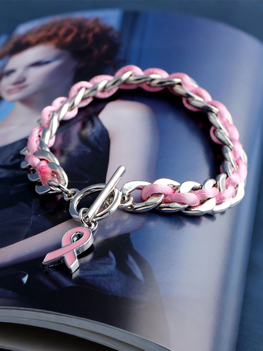 Women's Breast Cancer Pink Ribbon Bracelet