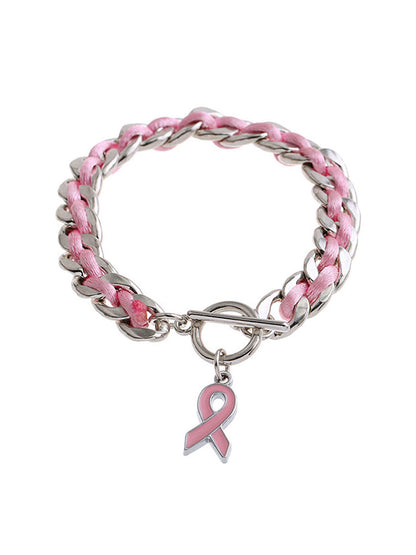 Women's Breast Cancer Pink Ribbon Bracelet