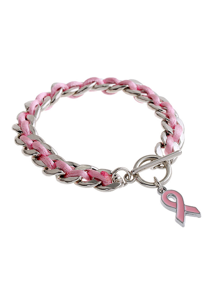 Women's Breast Cancer Pink Ribbon Bracelet