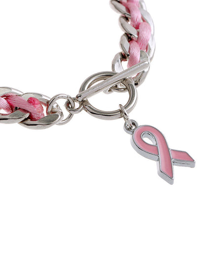 Women's Breast Cancer Pink Ribbon Bracelet