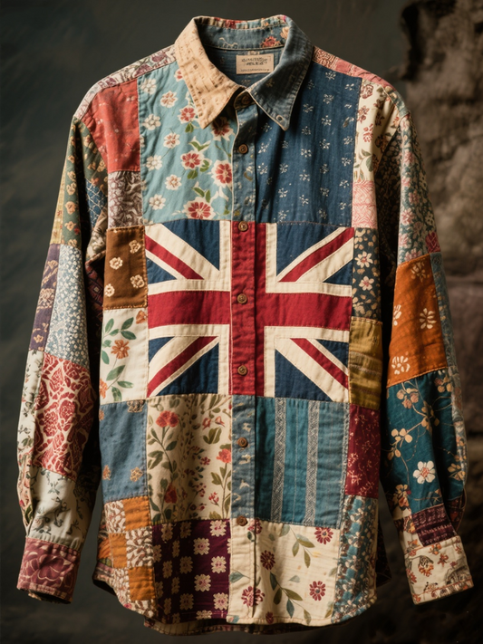 Unisex  British Flag Patchwork Printed Shirt