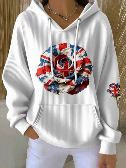 Women's  british patchwork Rose Printed Tops