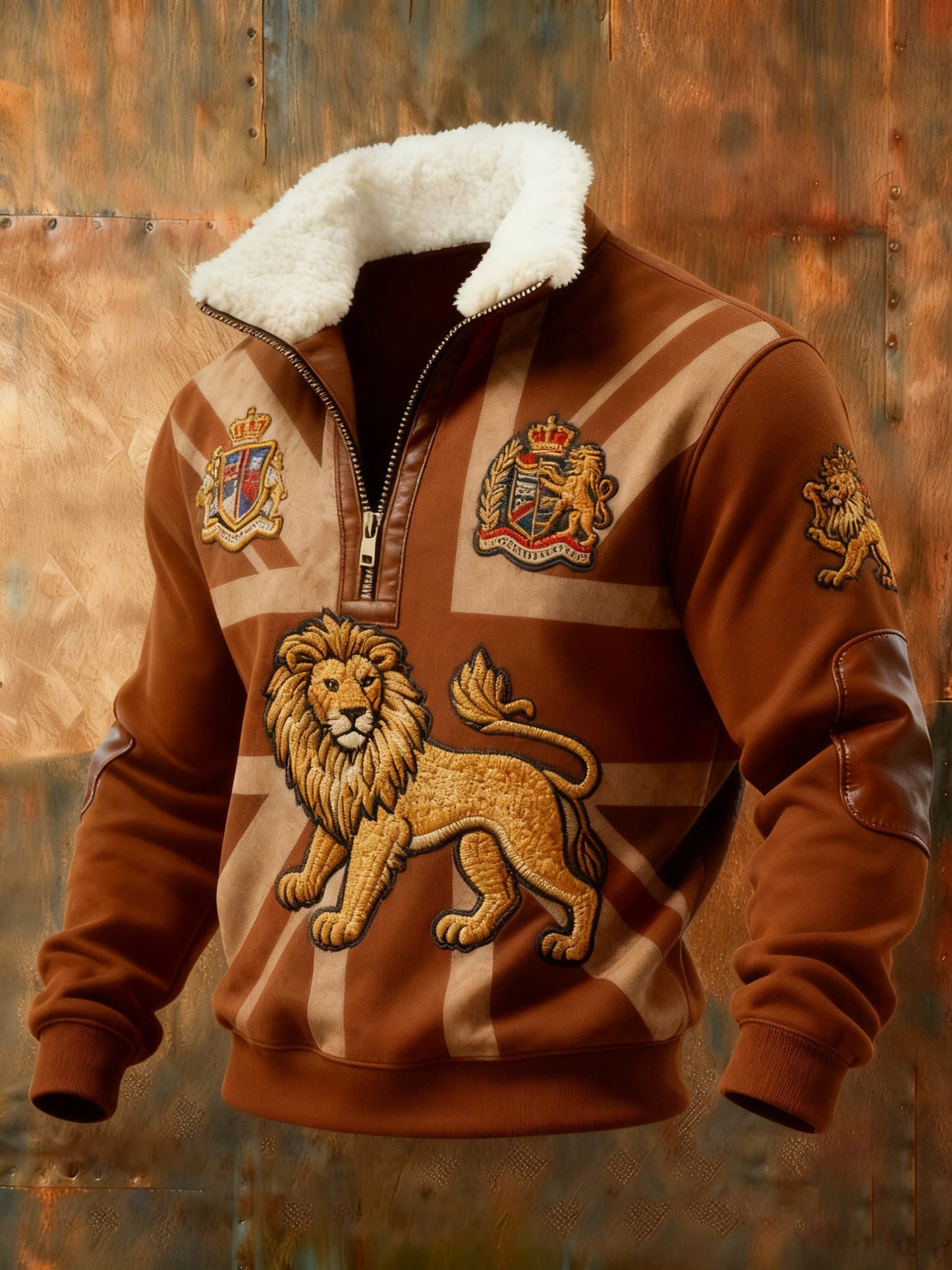 Men's Vintage England Flag Lion Printed Sweatshirt