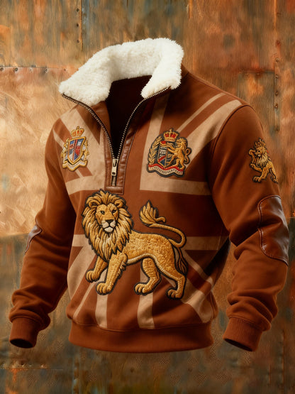 Men's Vintage England Flag Lion Printed Sweatshirt