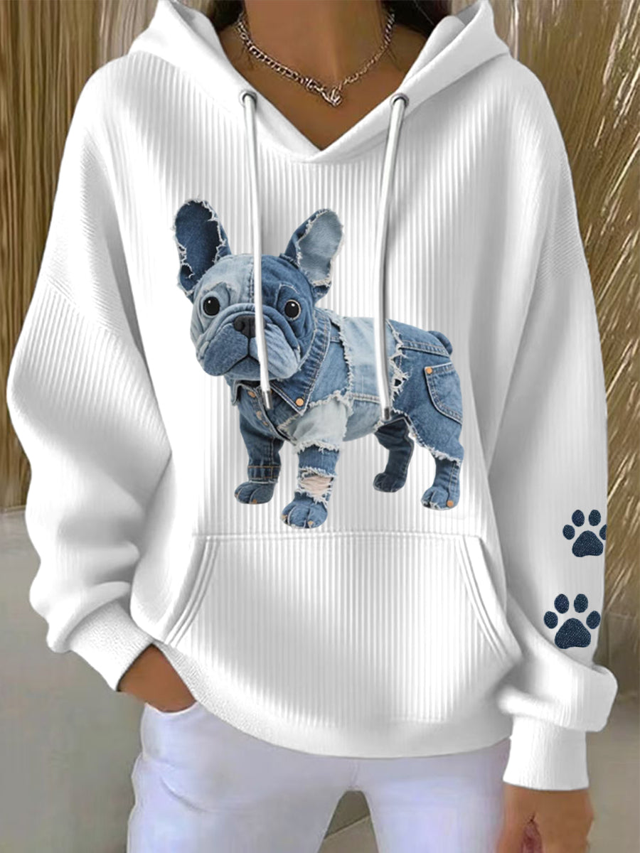 Women's Lovely French Bulldog Patchwork Art Hoodie