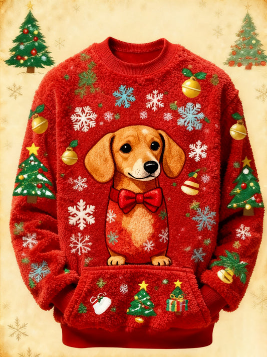 Women's Vintage Christmas Dog Printed Sweatshirt