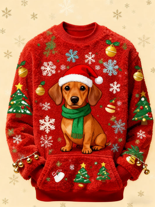 Women's Vintage Christmas Dog Printed Sweatshirt