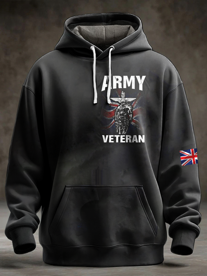 Men's  British Veteran Oversized Drop-Shoulder Hoodie with Pockets
