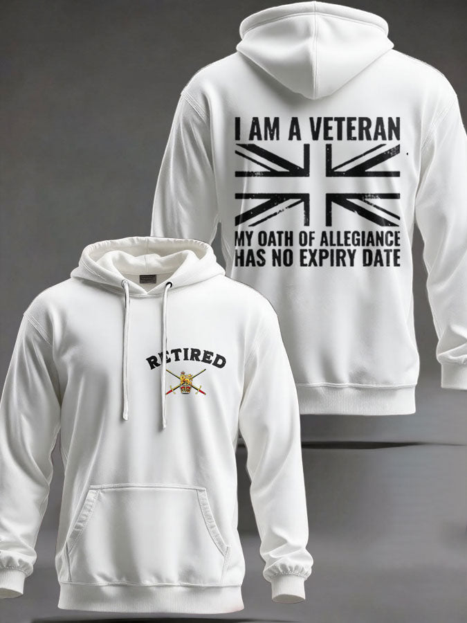 Men's UK Retired Veteran Printed Hoodie