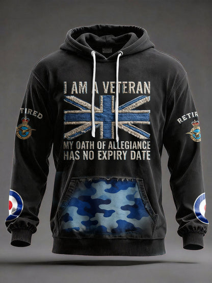 Men's UK Retired Veteran Printed Hoodie