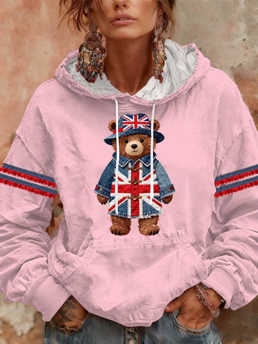 Women's British style Print Casual Hoodie