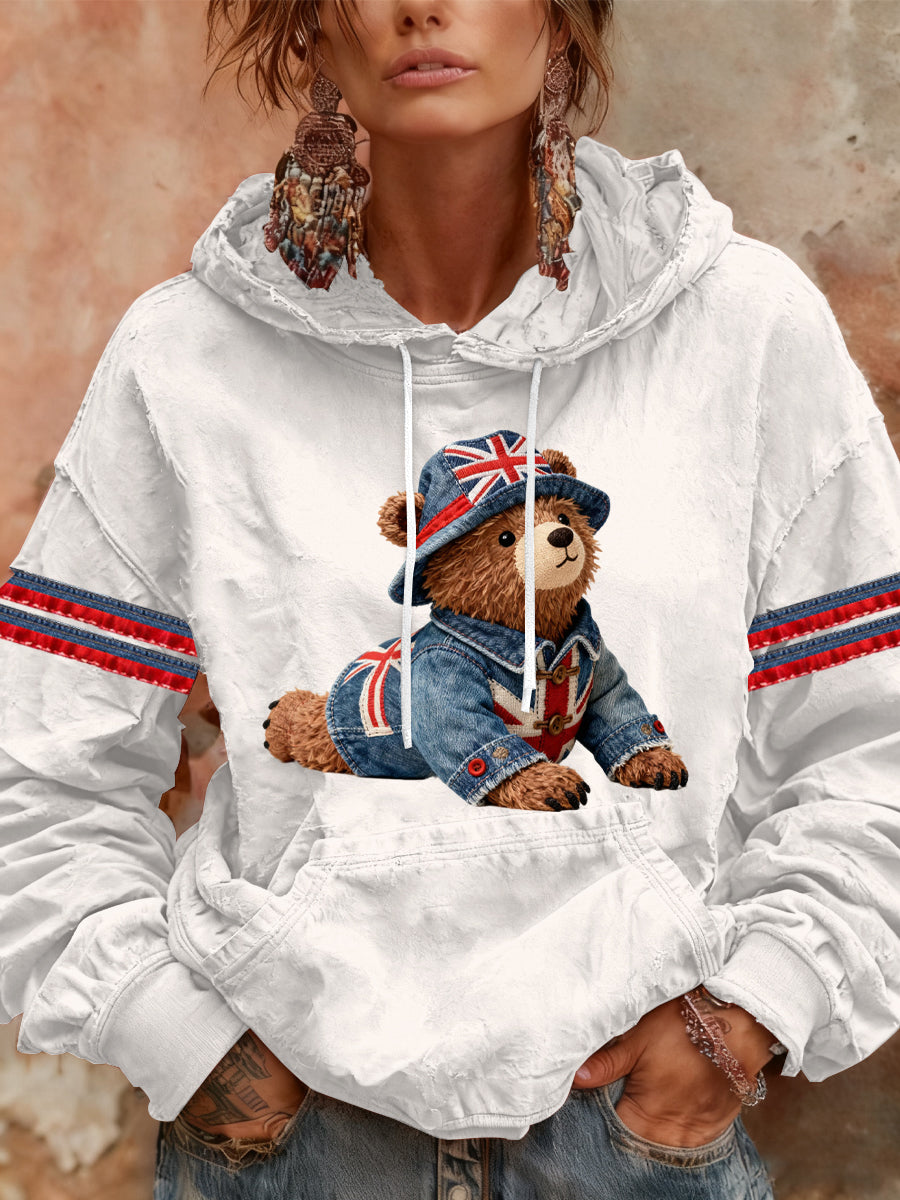 Women's British style Print Casual Hoodie