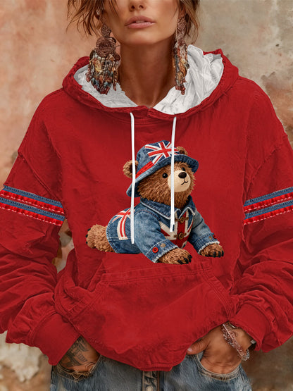 Women's British style Print Casual Hoodie