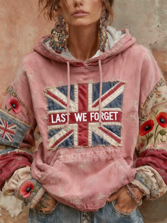 Women's British Remembrance Day poppy print hoodie