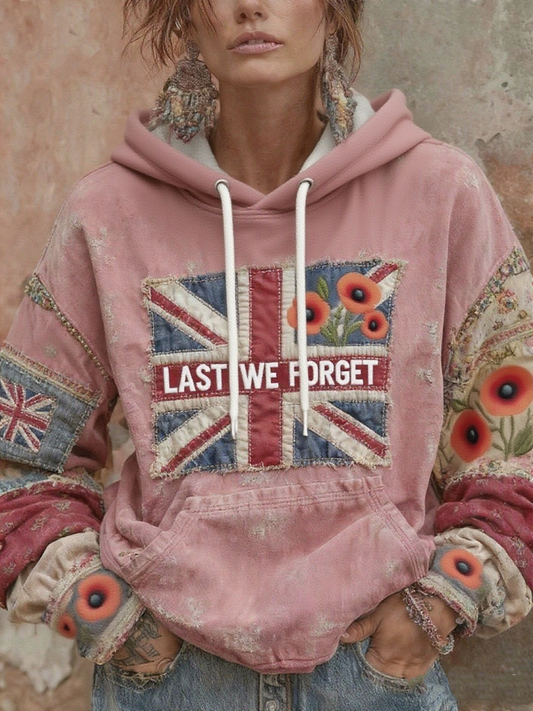 Women's British Remembrance Day poppy print hoodie
