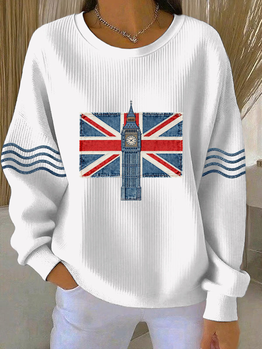 Women's British style  Print Casual Sweatshirt