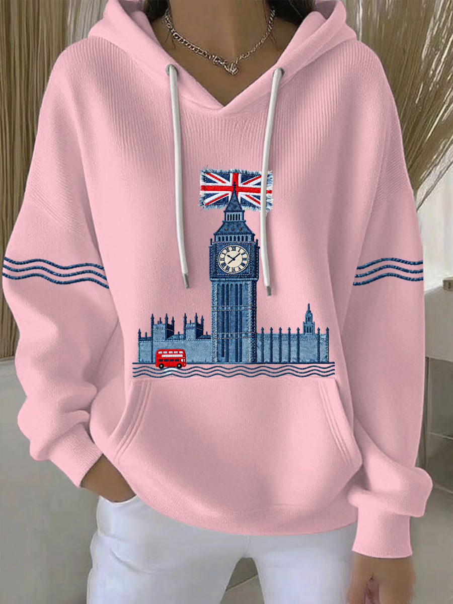 Women's British style Print Casual Hoodie
