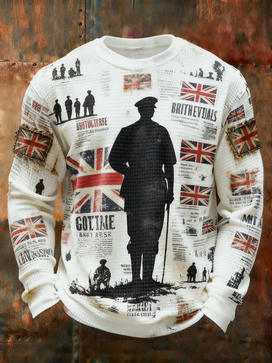 Men's Remembrance Day Lest We Forget Printed Waffle Long Sleeve T-Shirt