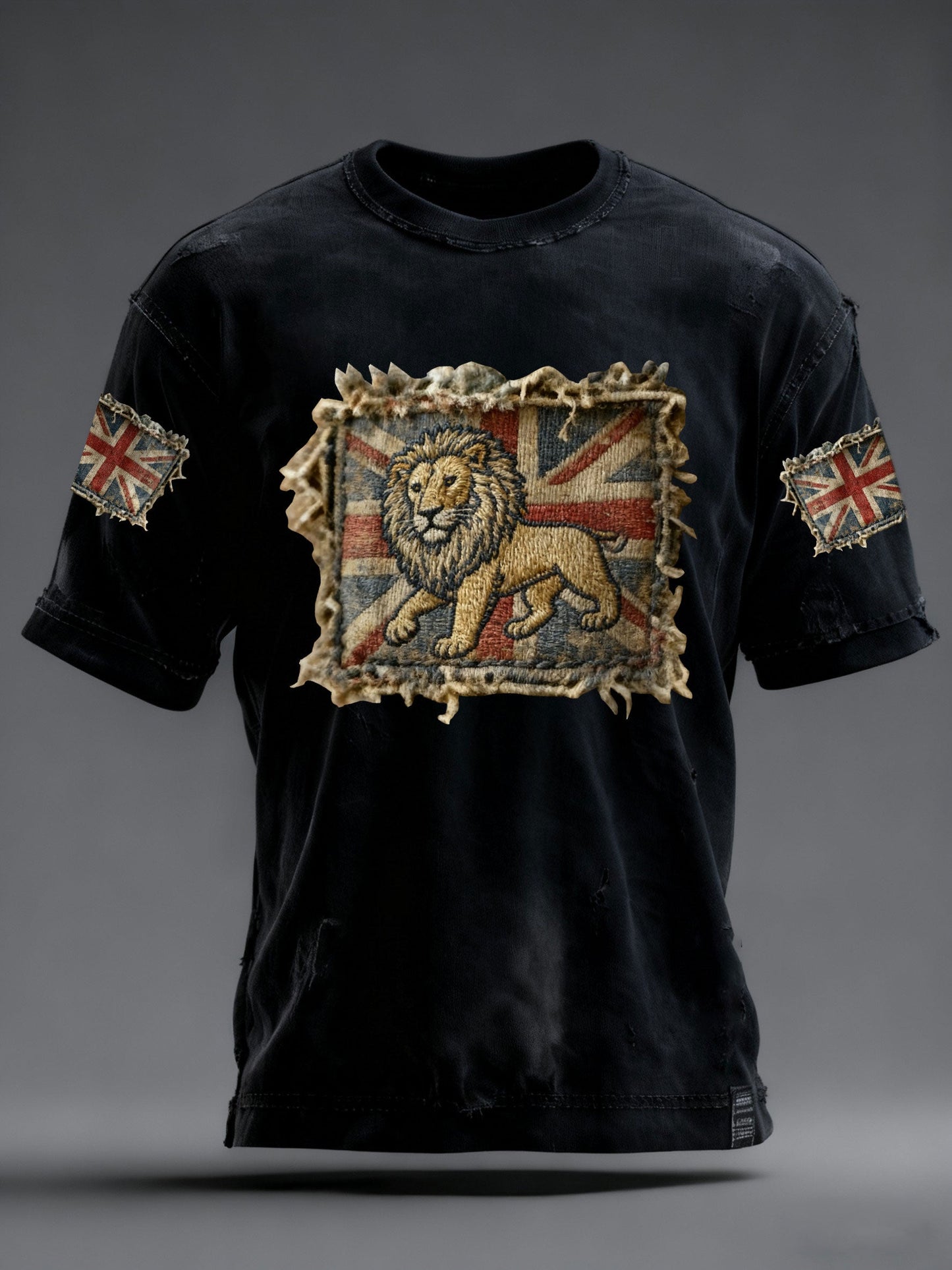 Men's Vintage England Flag Lion Printed T-shirt