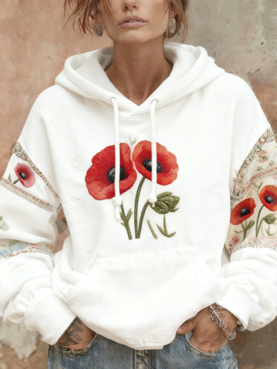 Women's Remembrance Day poppy flower hoodie