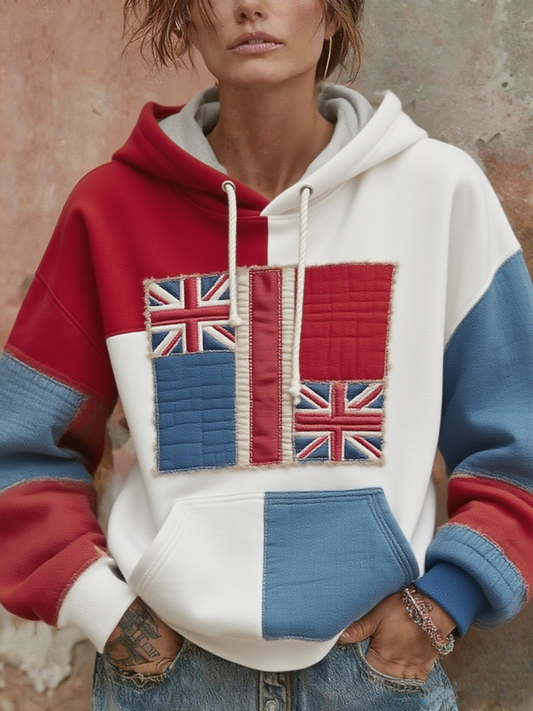Women's British floral patchwork hoodie