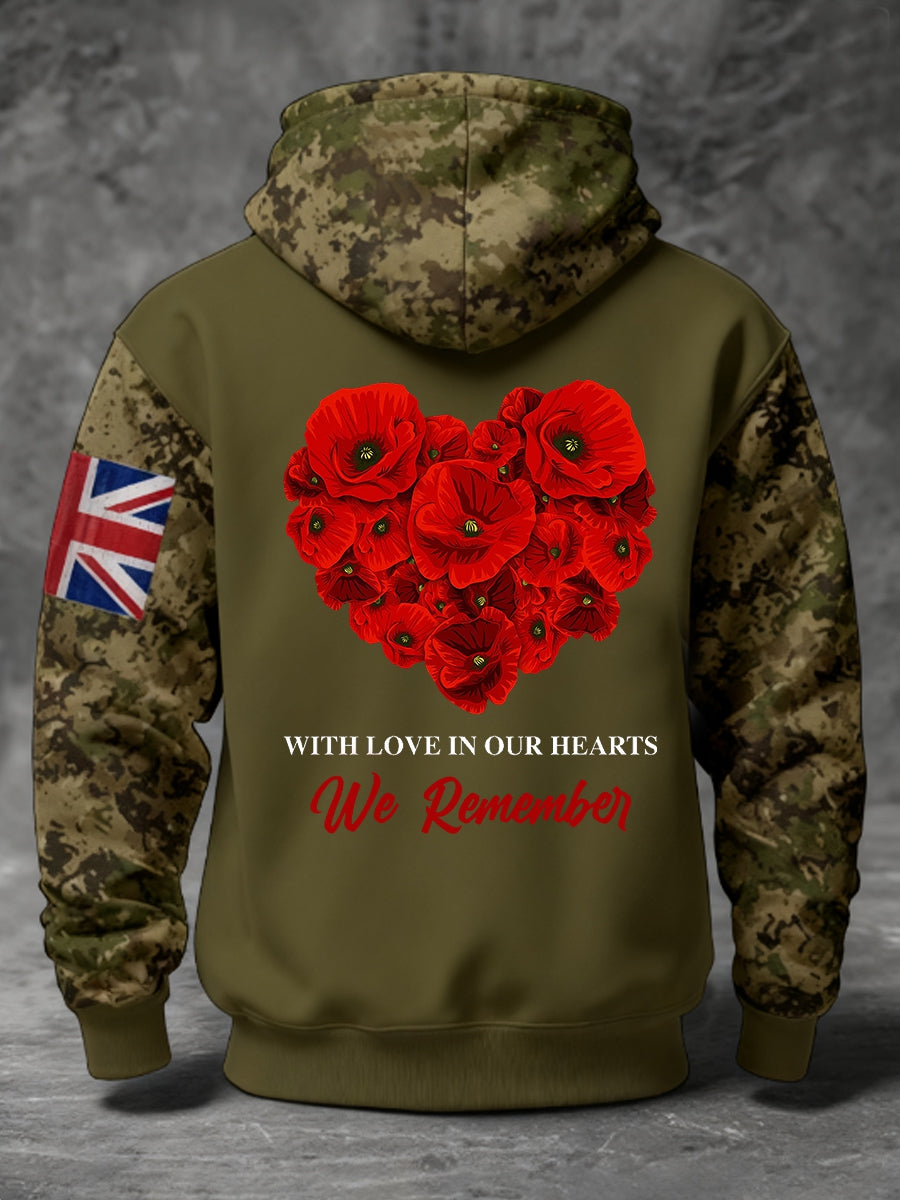 Men's 11th November Remembrance Day LEST WE'S FORGET Poppy Remembrance Hoodie