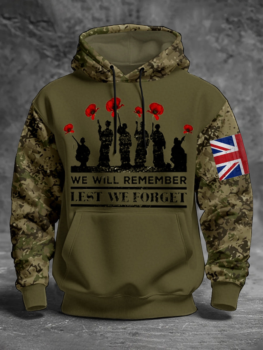 Men's Remembrance Day Lest We Forget aggy Hoodie