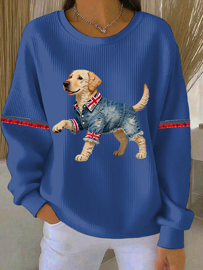 Women's British Style Labrador  Print Casual Sweatshirt