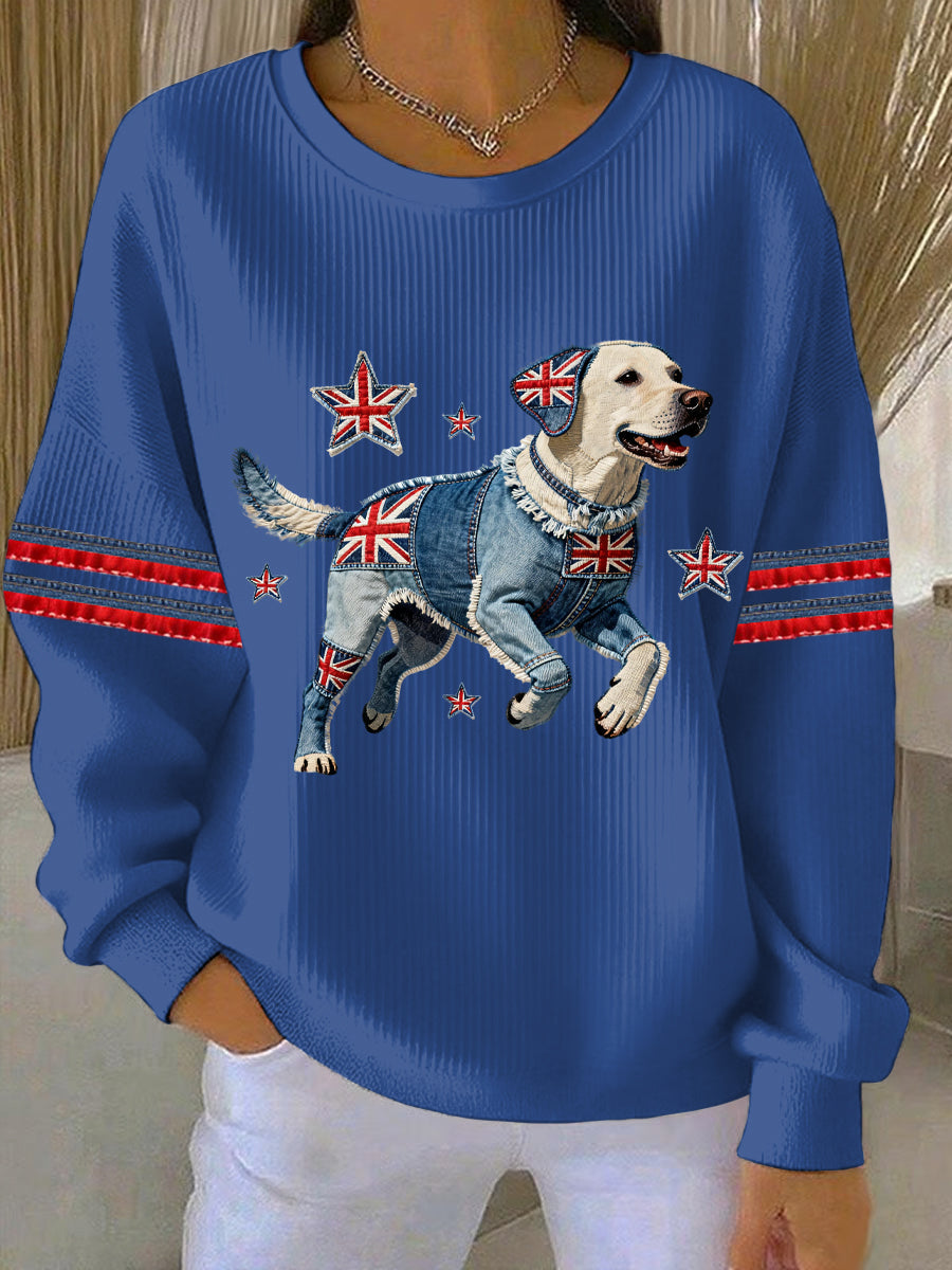 Women's British Style Labrador  Print Casual Sweatshirt
