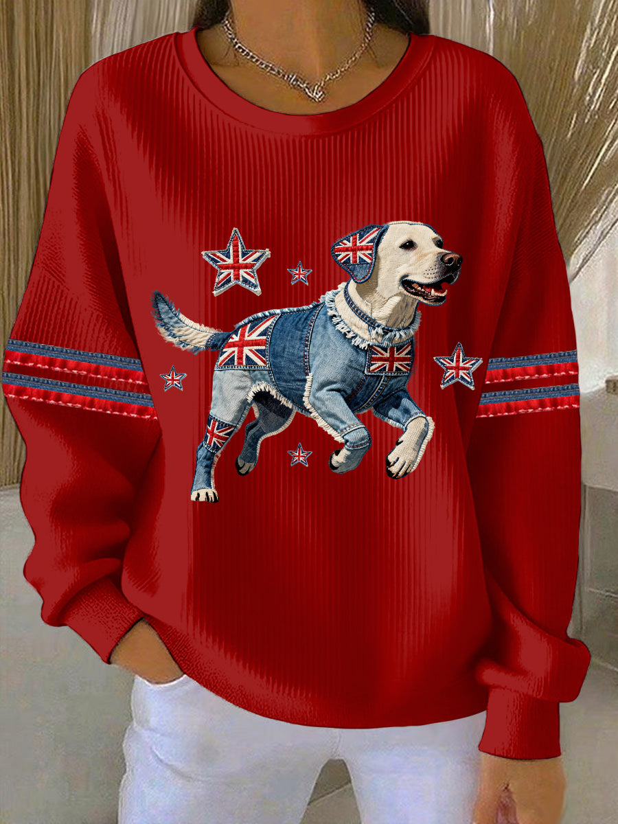 Women's British Style Labrador  Print Casual Sweatshirt