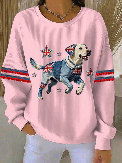 Women's British Style Labrador  Print Casual Sweatshirt