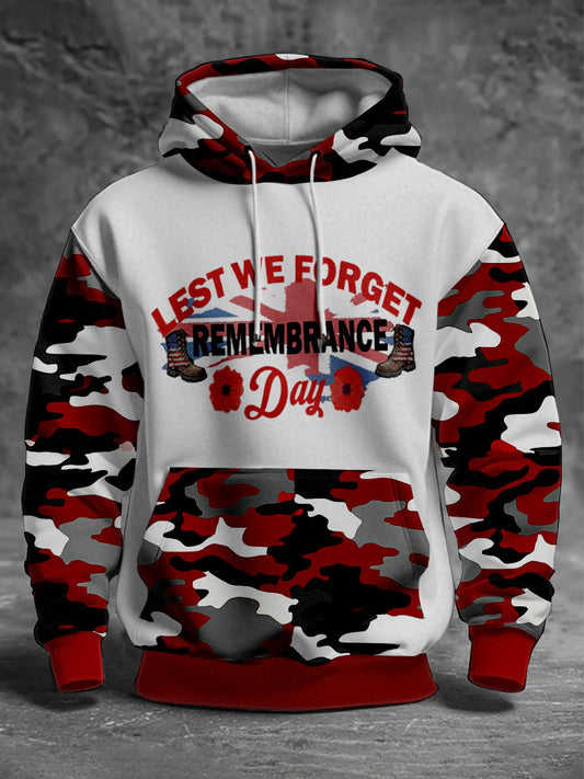 Men's Remembrance Day Lest We Forget Standard Fit Hoodie