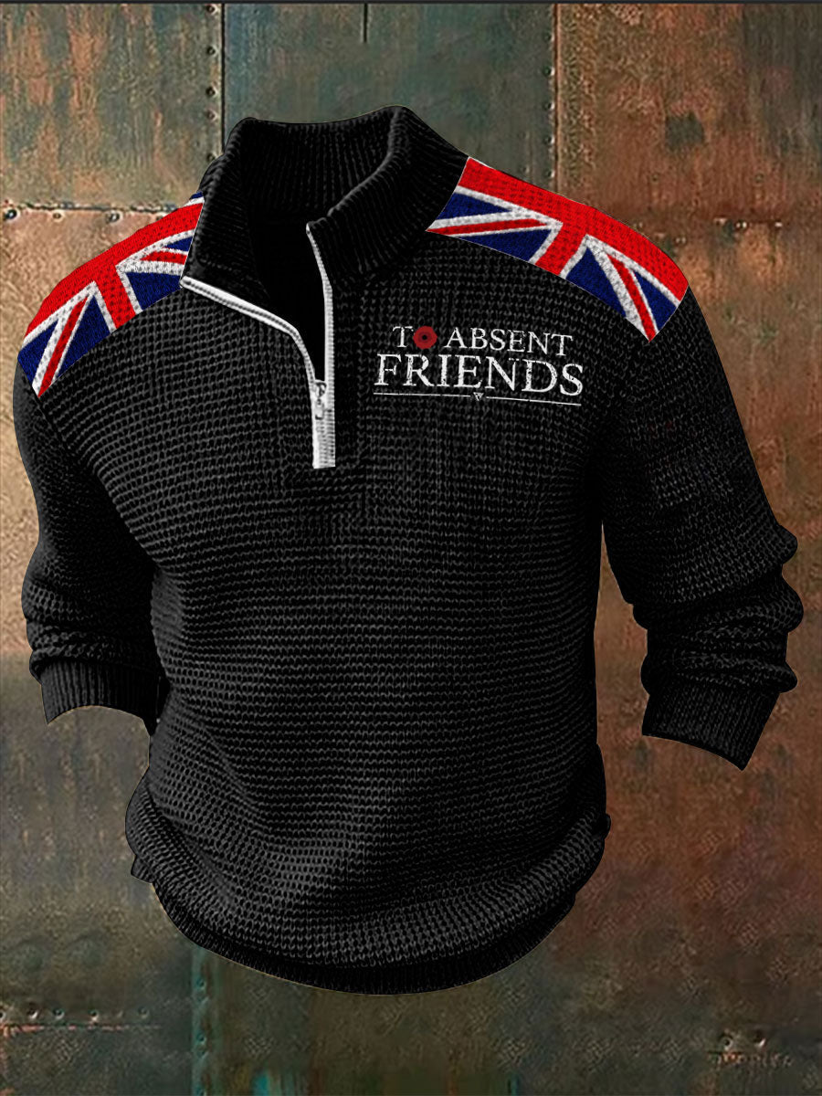 Men's Remembrance Day To Absent Friends Zipper Sweater