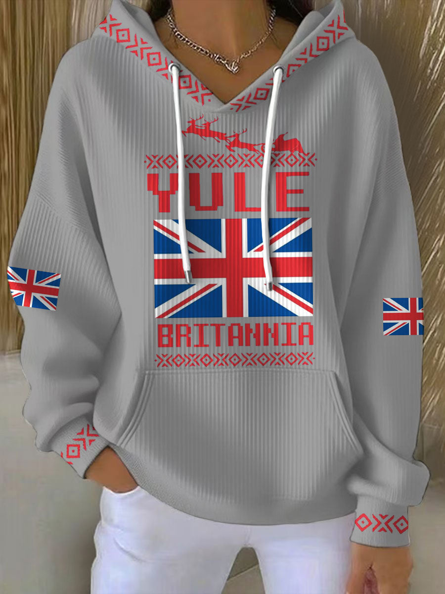 Women's UK Yule Stonehenge Happy Solstice Printed Hoodie