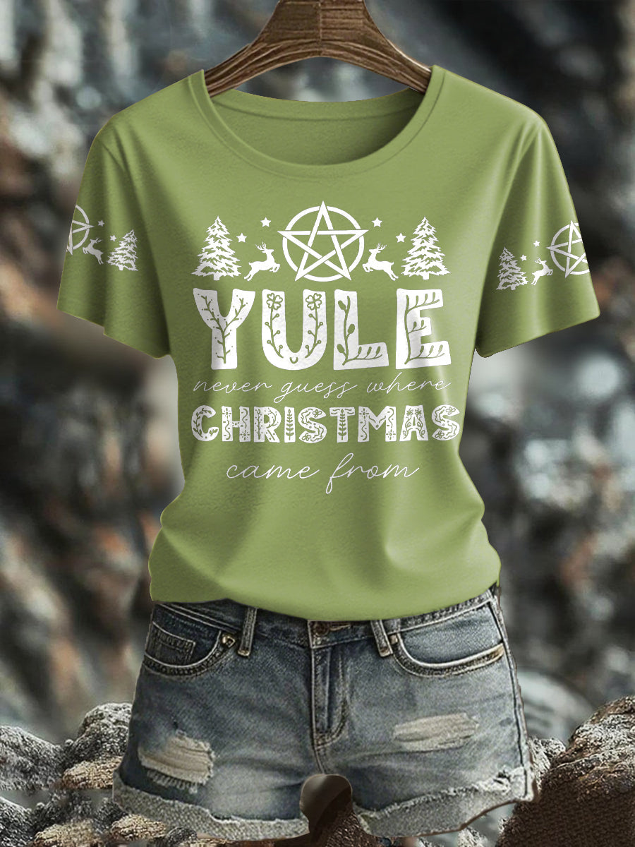 Women's UK Yule Stonehenge Happy Solstice Printed T-Shirt