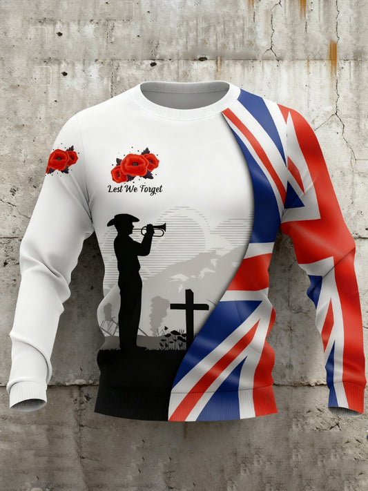 Men's Remembrance Day UK army flag Crew Neck Sweatshirt