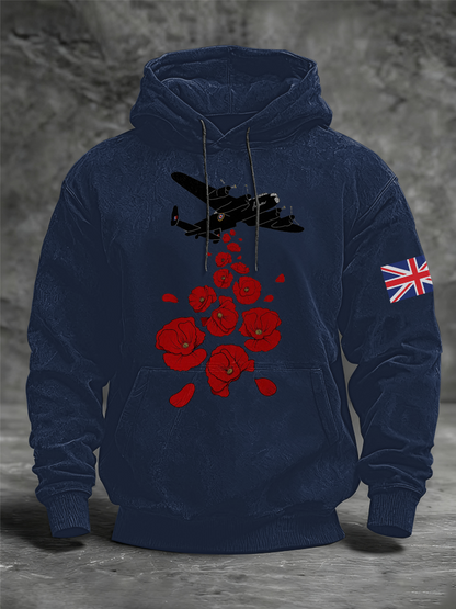 Men's Royal Air Force aircraft Oversized Drop-Shoulder Hoodie with Pockets