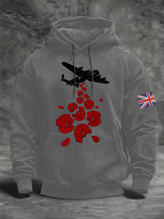 Men's Royal Air Force aircraft Oversized Drop-Shoulder Hoodie with Pockets