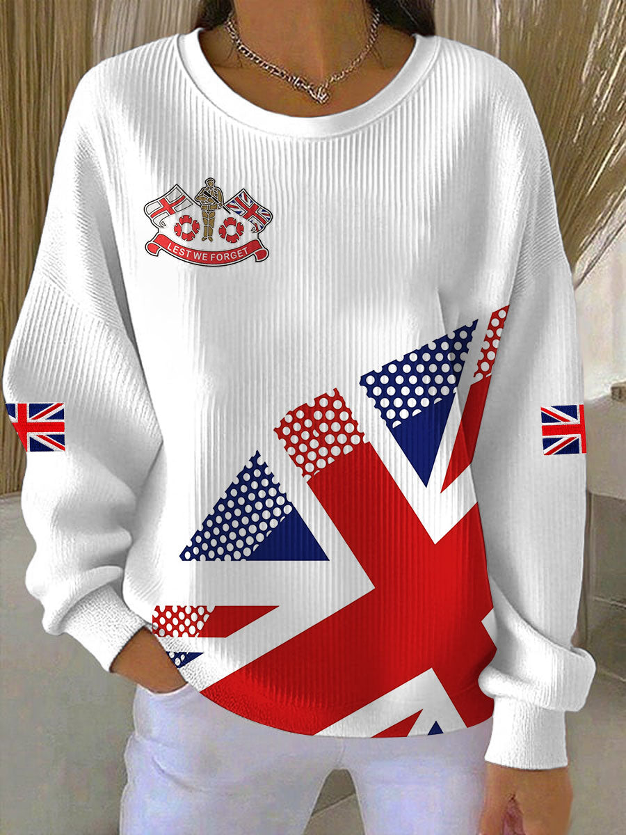 Women's Remembrance Day Lest We Forget Ribbed Round-Neck Sweatshirt