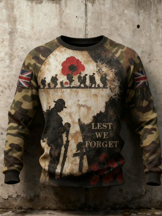 Men's 11th November Remembrance Day LEST WE'S FORGET Poppy Remembrance Hoodie
