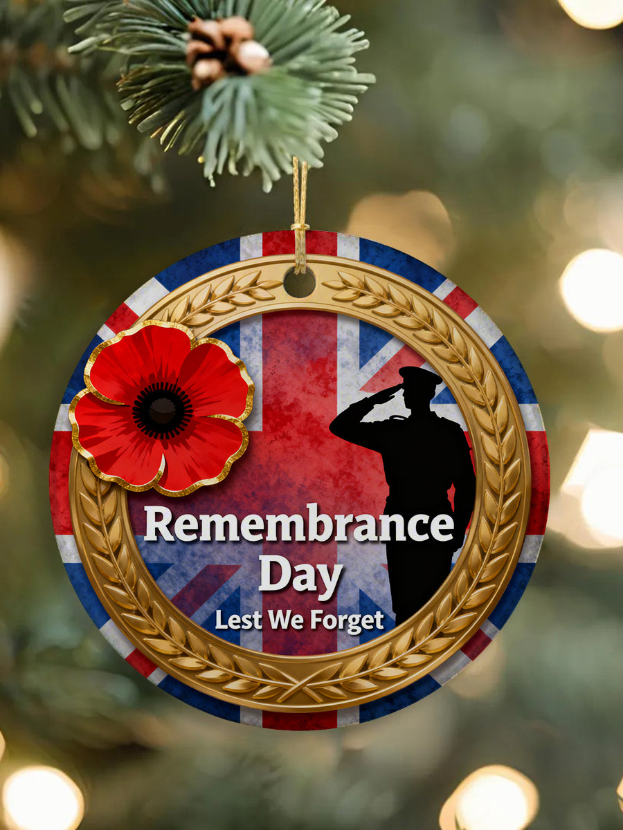 Remembrance Day Lest We Forget Printed Acrylic Decorative Ornament