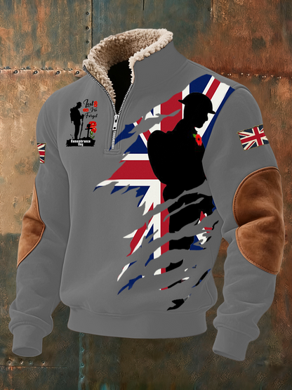 Men's Remembrance Day Lest We Forget  Baggy Zip-up Hoodie