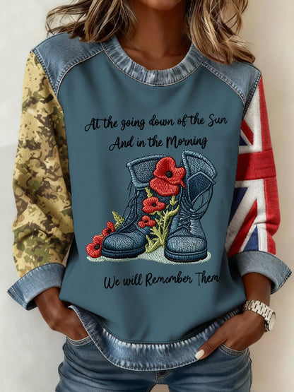 Women's 11th November Remembrance Day LEST WE'S FORGET Poppy Remembrance Sweatshirt