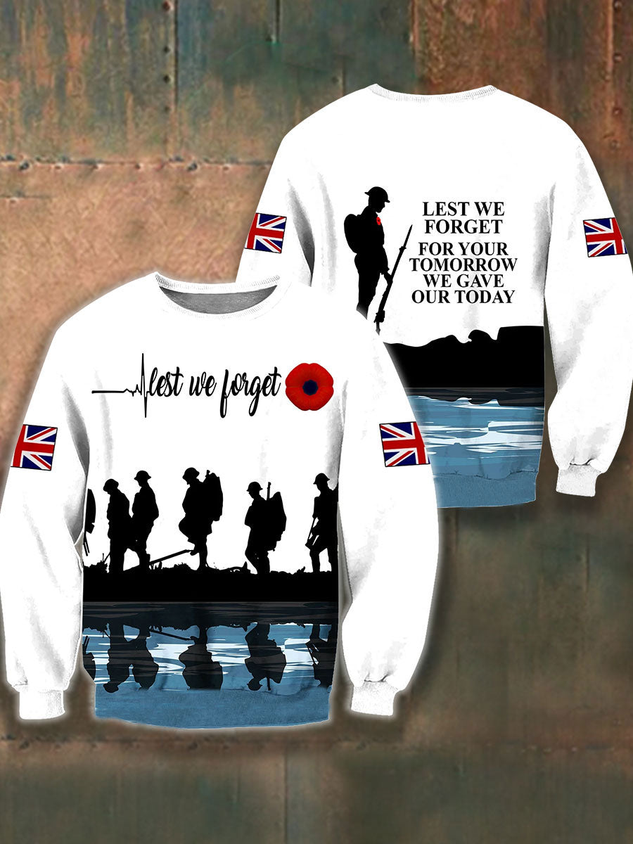Men's Remembrance Day Lest We Forget Crew Neck Sweatshirt