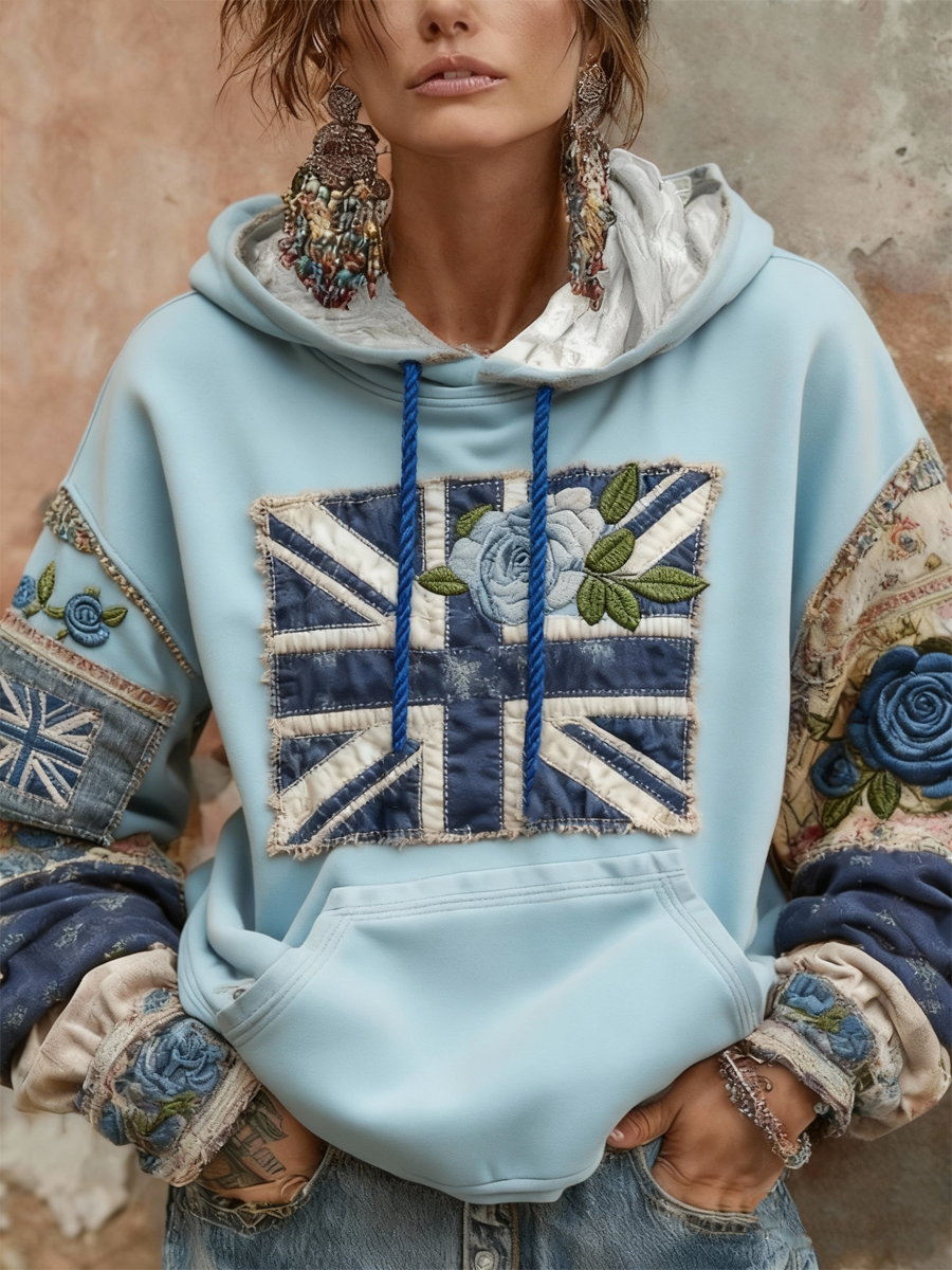 Women's Union Jack and floral hoodie