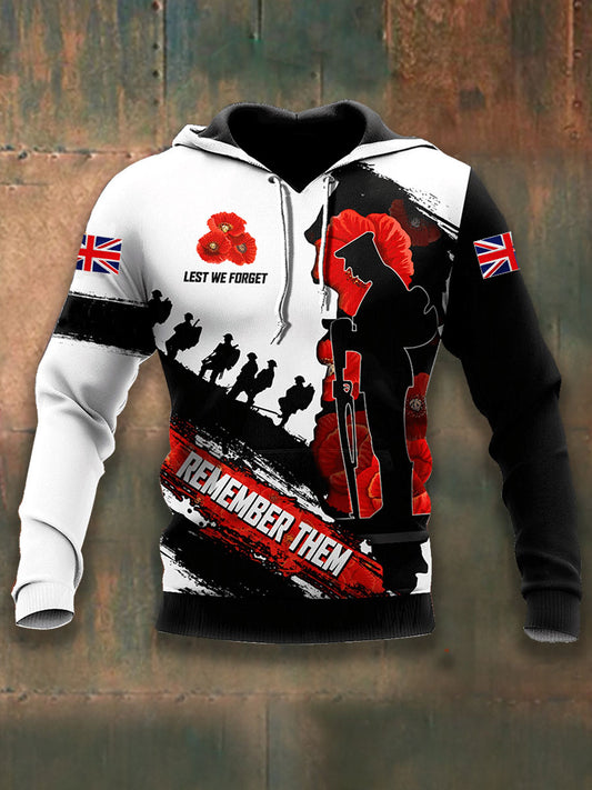 Men's Remembrance Day Lest We Forget Hoodie (No Pockets)